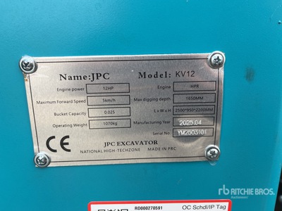 2025 JPC KV12 Mini-pelle  (Unused)