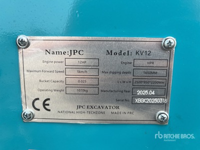2025 JPC KV12 Mini-pelle  (Unused)
