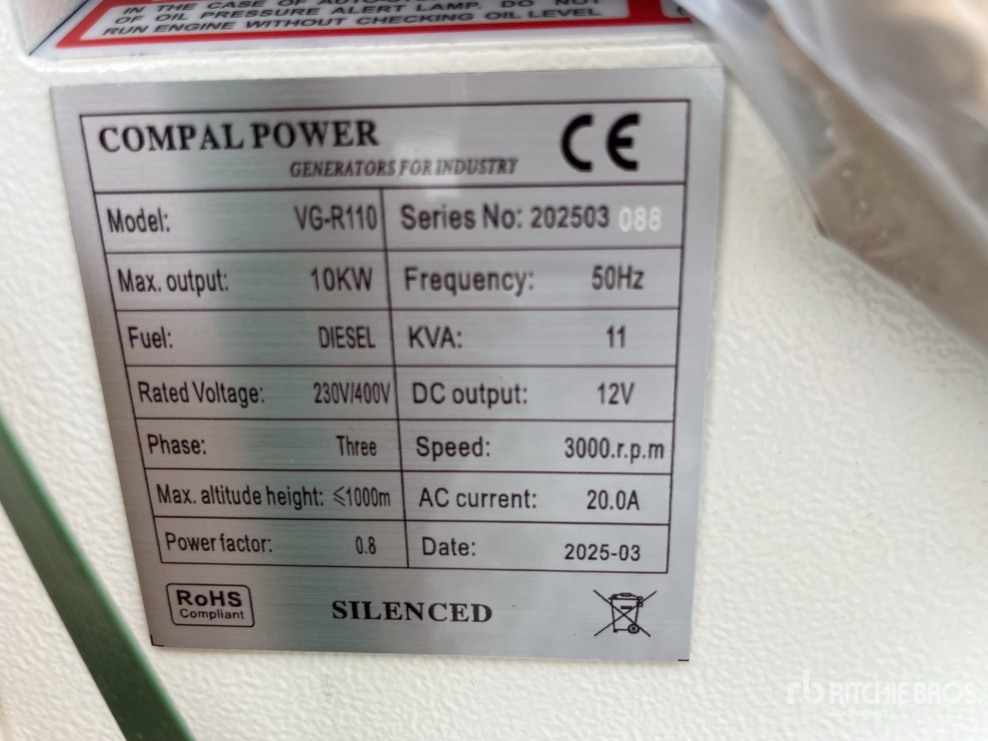 2025 Compal VG-R110 Generator Set (Unused)
