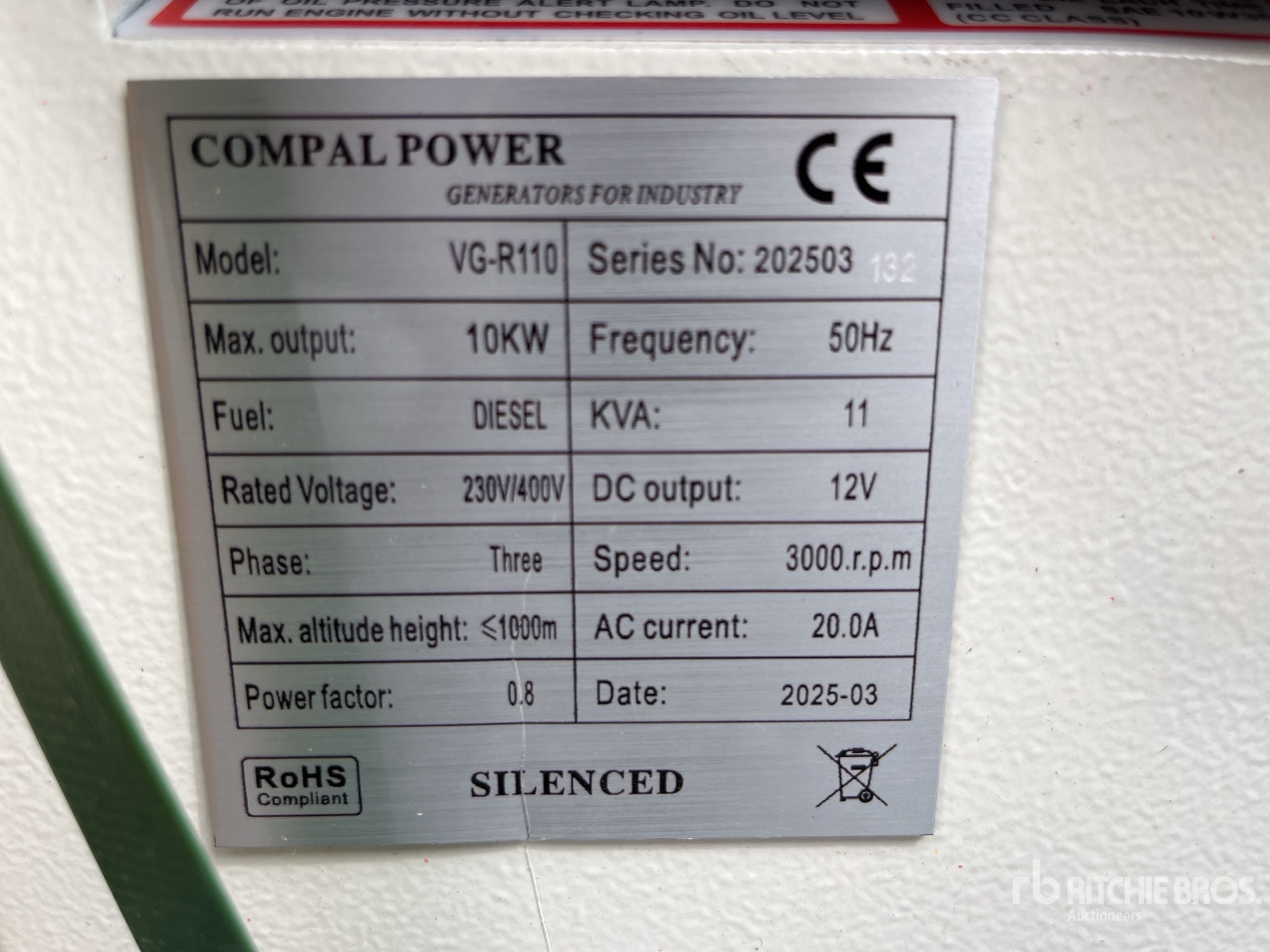2025 Compal VG-R110 Generator Set (Unused)