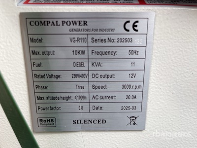2025 Compal VG-R110 Generator Set (Unused)
