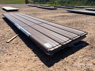 Quantity of (70) 12 ft Dark Wood Grain Steel Siding/Roofing Sheets (Unused)