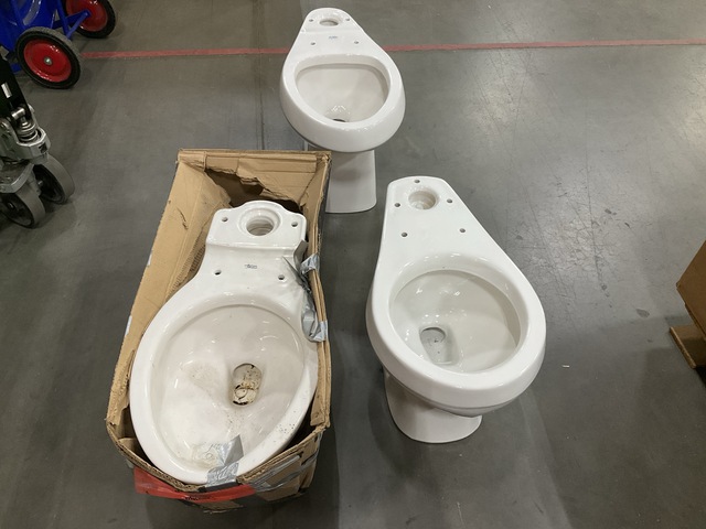 (3) Assorted Toilet Bowls & (3) Assorted Plumbing Fixtures & Hardware