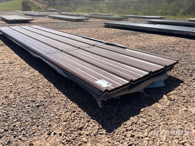 Quantity of (70) 12 ft Dark Wood Grain Steel Siding/Roofing Sheets (Unused)