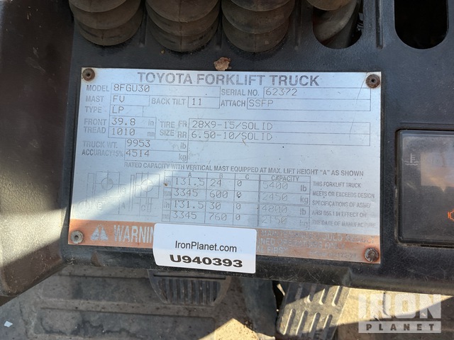 MONTACARGAS 2015 TOYOTA 8FGU30