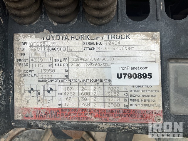 MONTACARGAS 2014 TOYOTA 8FG35U