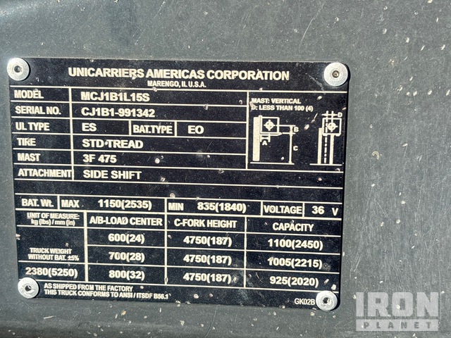 MONTACARGAS ELéCTRICO UNICARRIERS BXC30N