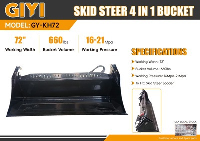 2025 GIYI GY-KH72F 72 in Multi-Purpose Skid Steer Bucket (Unused)