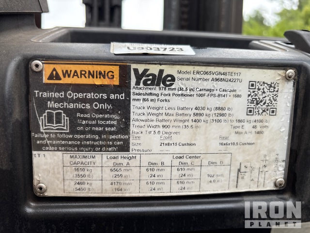 MONTACARGAS ELéCTRICO 2020 YALE ERC065VGN48TE117