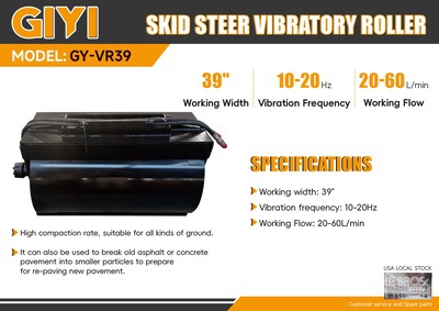 2025 GIYI GY-VR39 39 in Mini Skid Steer Vibratory Roller (Unused)