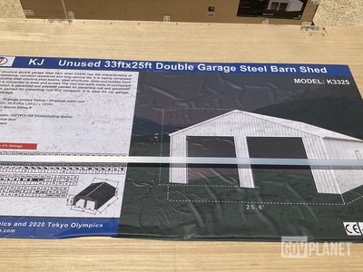 KJ K3325 Double Garage Steel Barn Shed - Unused