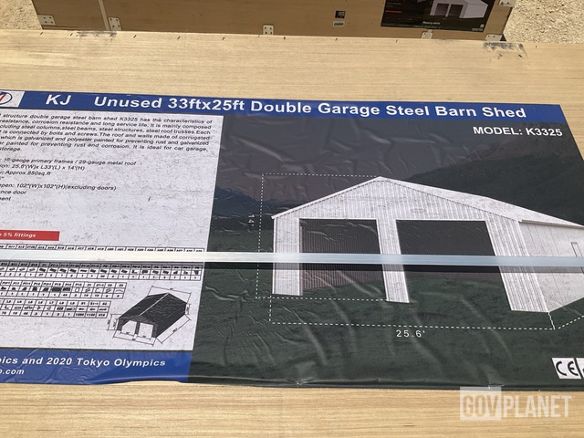 Surplus KJ K3325 Double Garage Steel Barn Shed - Unused in Abilene