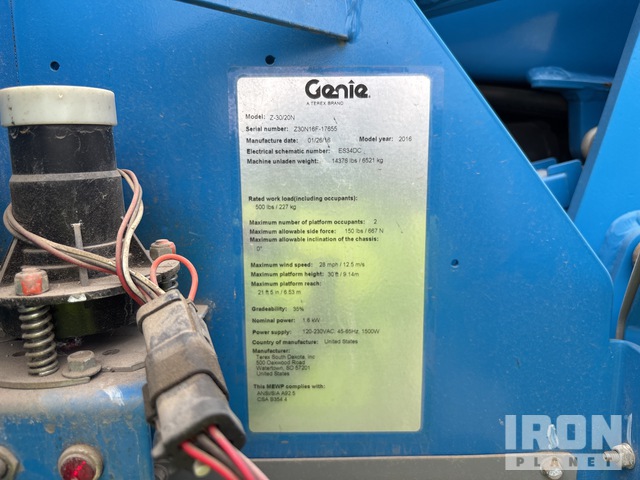 ELEVADOR ARTICULADO 2016 GENIE Z3020N
