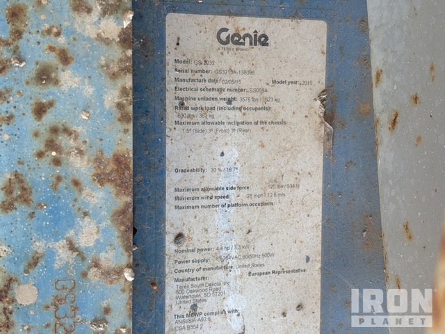 ELEVADOR TIJERA 2015 GENIE GS2032