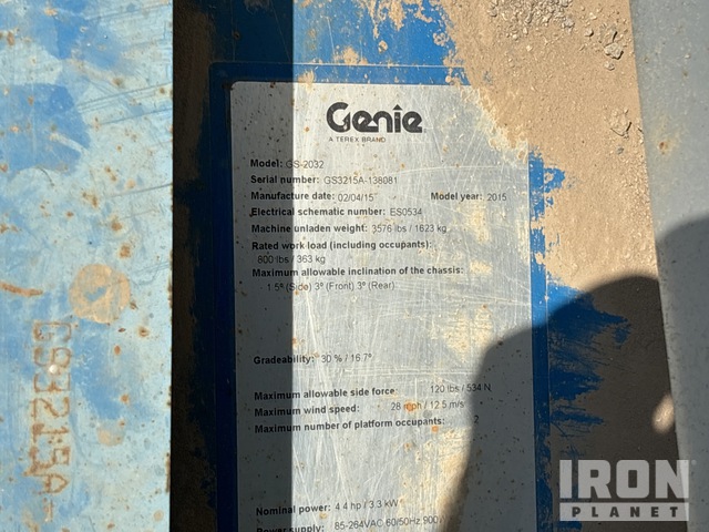 ELEVADOR TIJERA 2015 GENIE GS2032