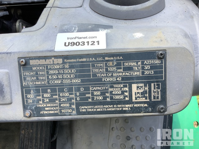 MONTACARGAS 2013 KOMATSU FG30HT16