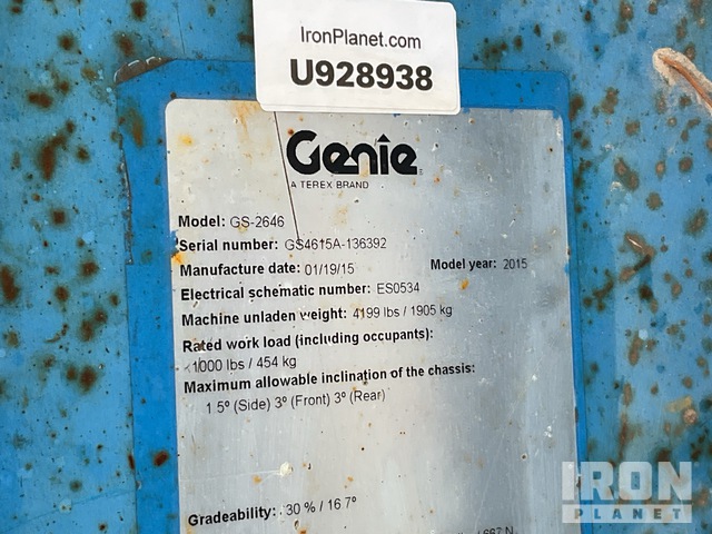 ELEVADOR TIJERA 2015 GENIE GS2646