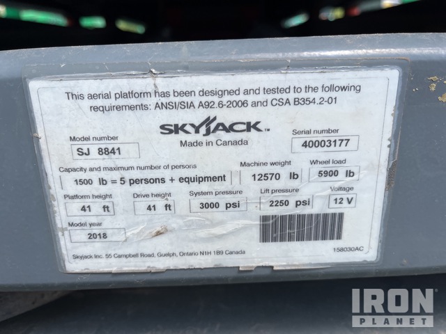 ELEVADOR TIJERA 2018 SKYJACK SJ8841RT