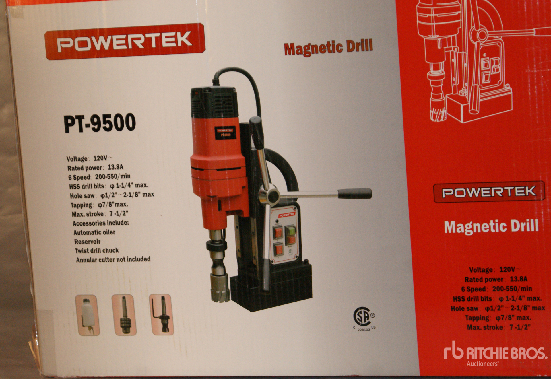 2025 Powertek PT9500 Magnetic Drill Press أدوات يدوية متنوعة (Unused)