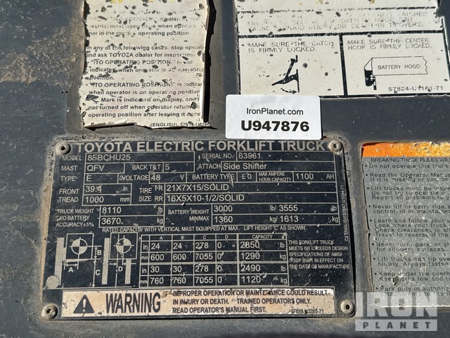 MONTACARGAS ELéCTRICO 2017 TOYOTA 8FBCHU25