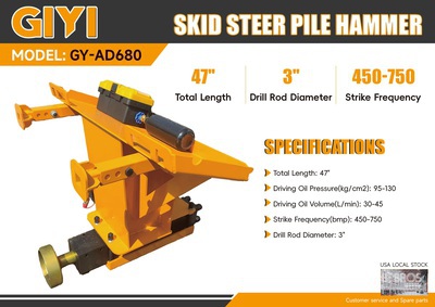 2025 GIYI GY-AD680 Skid Steer Post Driver (Unused)