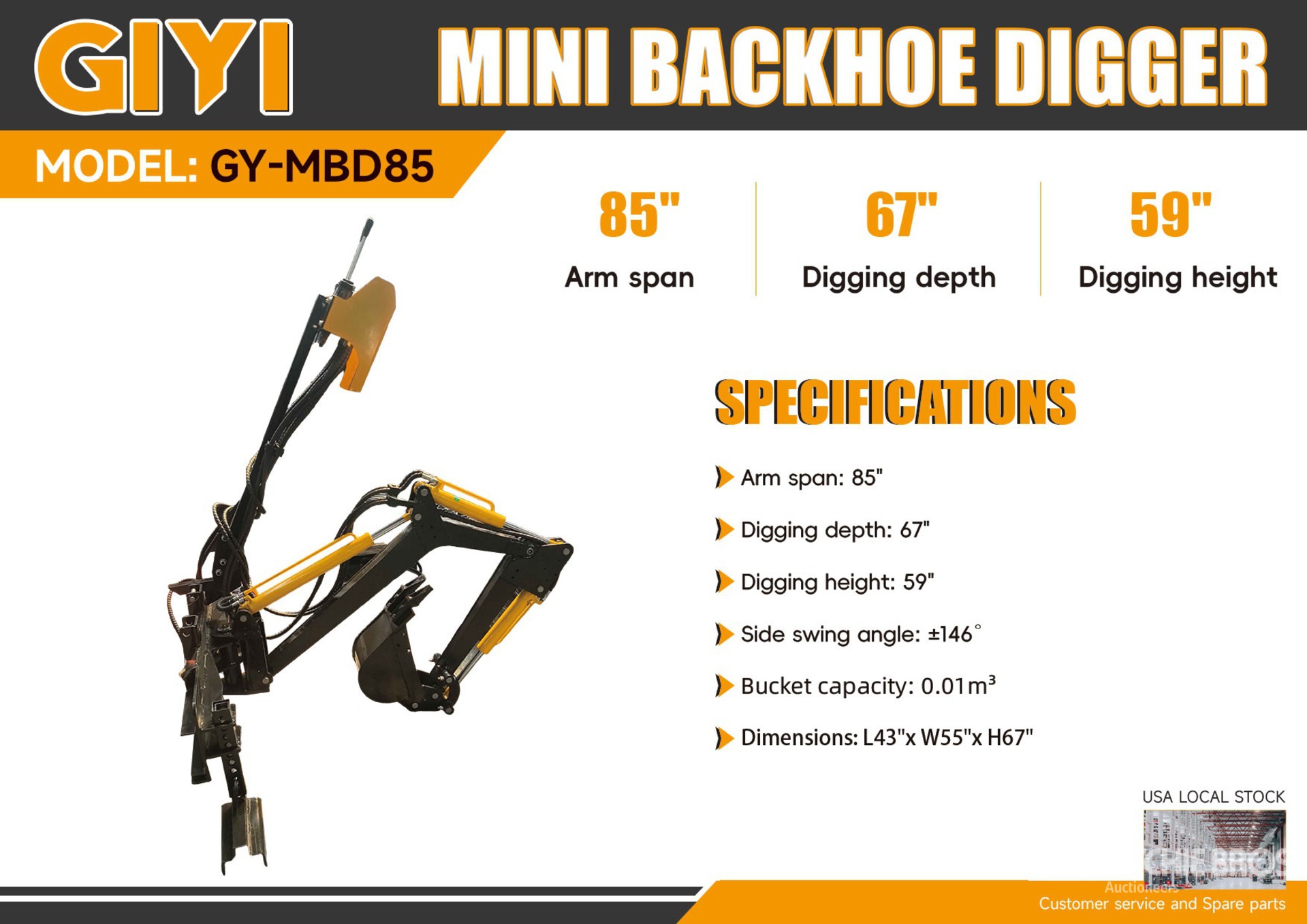 2025 GIYI GY-MBD85 Mini Skid Steer Backhoe (Unused)