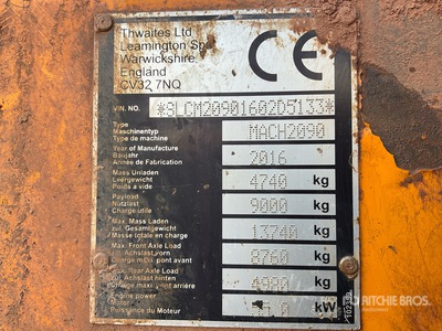 2016 Thwaites MACH2090 9 ton Wozidło