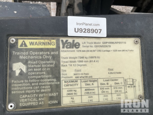 MONTACARGAS YALE GDP100MJNPBV110