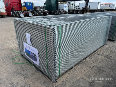 Quantity of (59) 9 ft 6 in x 6 ft Galvanized Fencing (Unused)