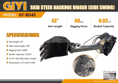 2025 GIYI GY-BD43 43 in Skid Steer Backhoe (Unused)