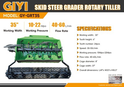 2025 GIYI GY-GRT35 35 in Dual Use Skid Steer Tiller (Unused)