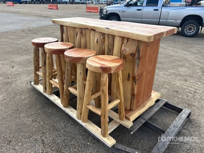 Wooden Boarder Bar Set with (4) Stools