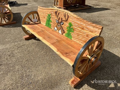Wooden Deer Design 3 Person Bench