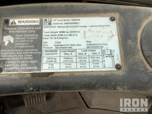 MONTACARGAS 2011 HYSTER H250HD