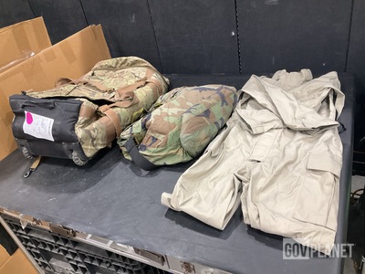 (5) Fuel Handlers Coveralls, (4) Flyer's Helmet Bags & Assorted Items