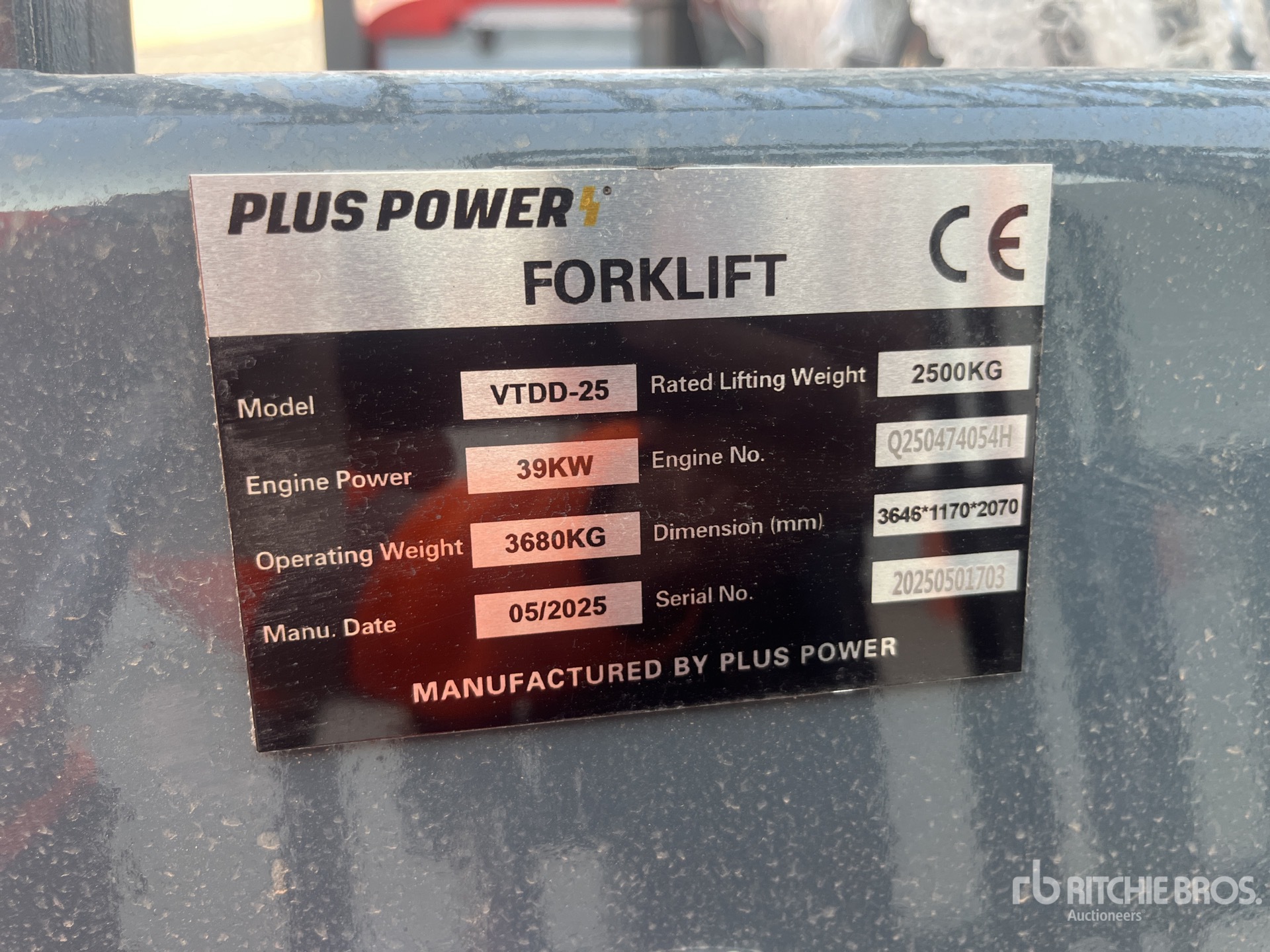 2025 Plus Power VTDD 25 Forklift (Unused)