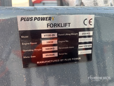 2025 Plus Power VTDD 25 Forklift (Unused)