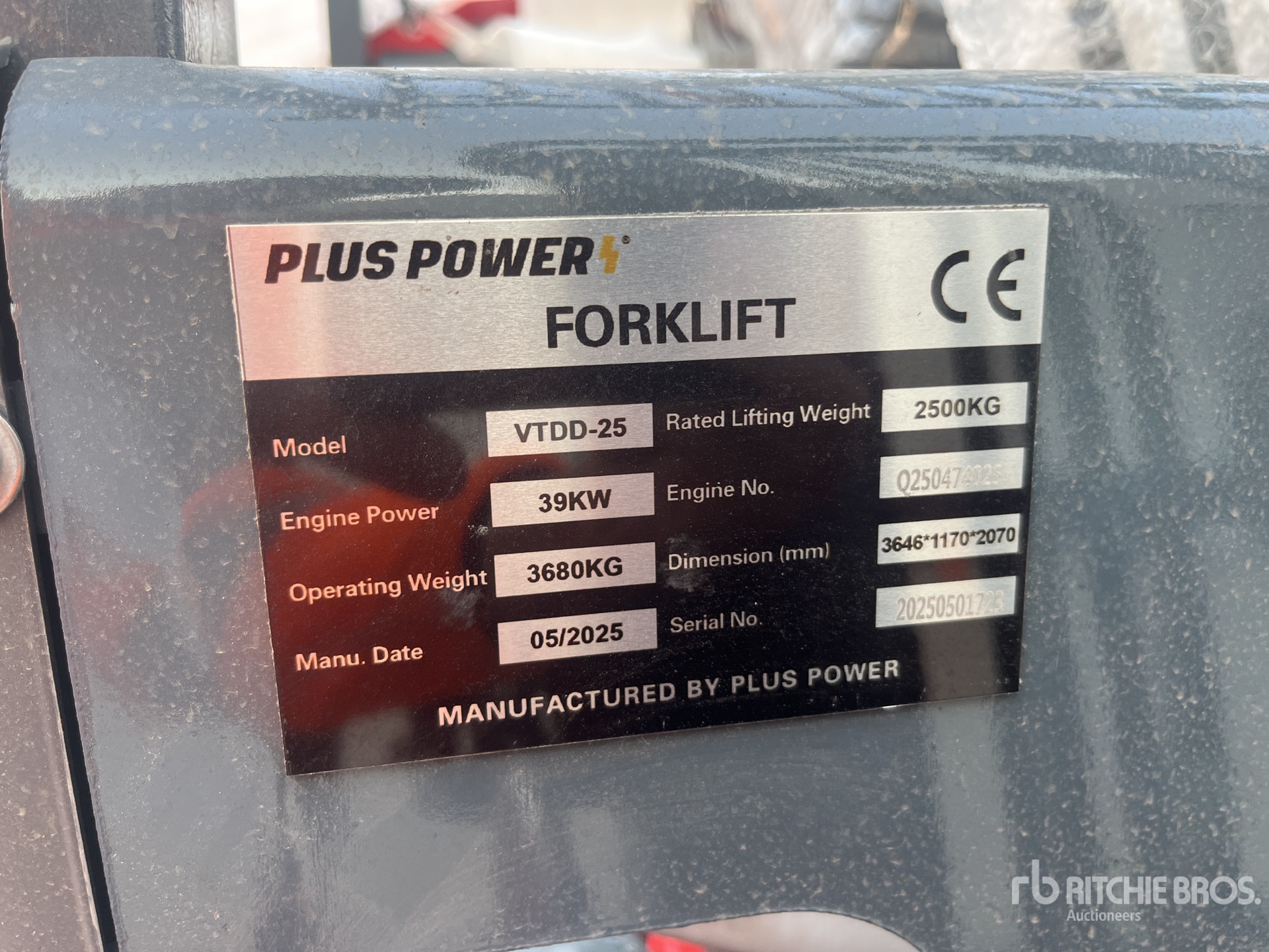 2025 Plus Power VTDD 25 Forklift (Unused)