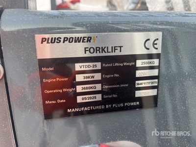2025 Plus Power VTDD 25 Forklift (Unused)