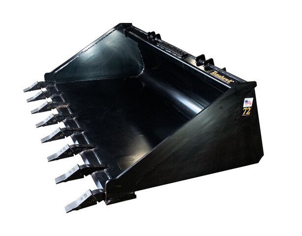 (Unused) Tomahawk 72 In Heavy Duty Low Profile w/ Teeth Skid Steer Bucket
