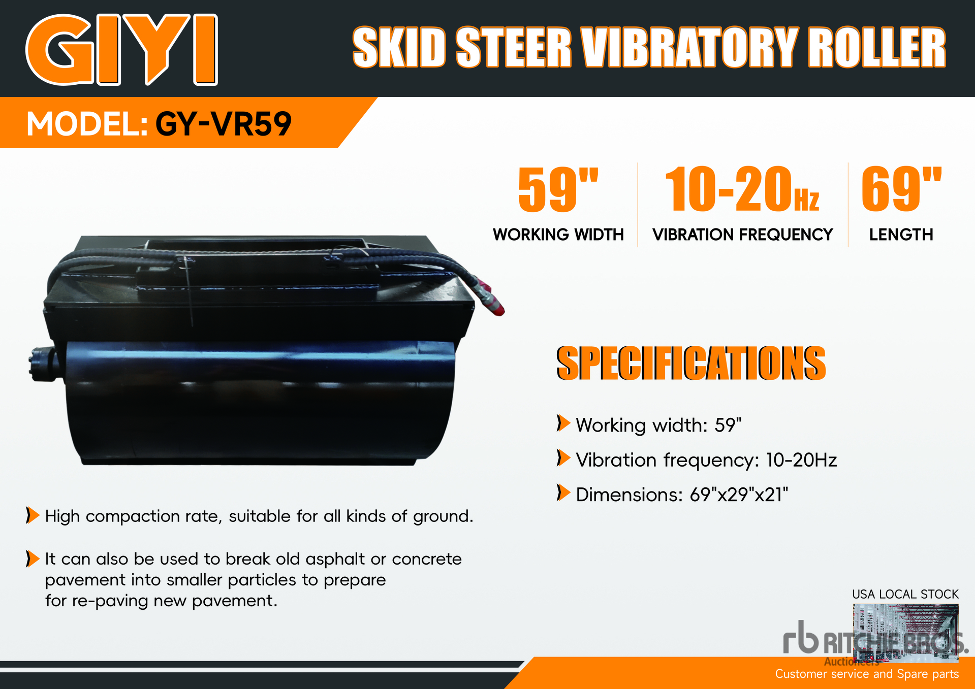 2025 GIYI GY-VR59 59 in Accessoire pour rouleau vibrant  (Unused)