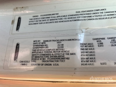 2022 Freightliner Cascadia 126 6x4 3- Achs Sattelzugmaschine mit Schlafkabine