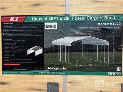 KJ K4020 Steel Carport Shed - Unused