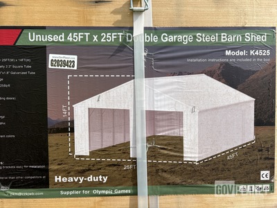 KJ K4525 Double Garage Steel Barn Shed - Unused
