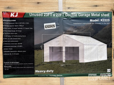 KJ K2223 Double Garage Metal Shed - Unused