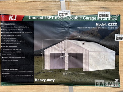 KJ K2223 Double Garage Metal Shed - Unused
