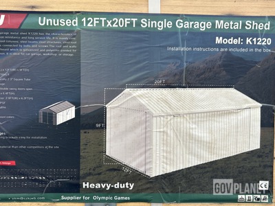 KJ K1220 Single Garage Metal Shed - Unused