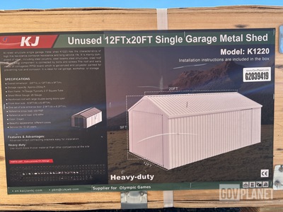 KJ K1220 Single Garage Metal Shed - Unused