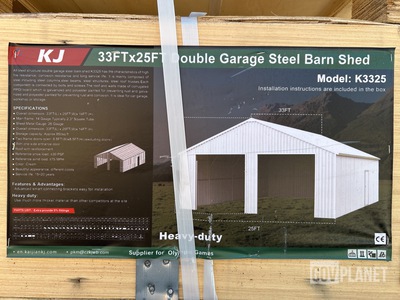 KJ K3325 Double Garage Steel Barn Shed - Unused