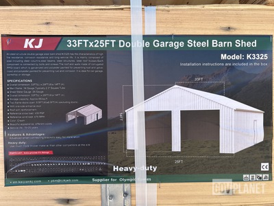 KJ K3325 Double Garage Steel Barn Shed - Unused